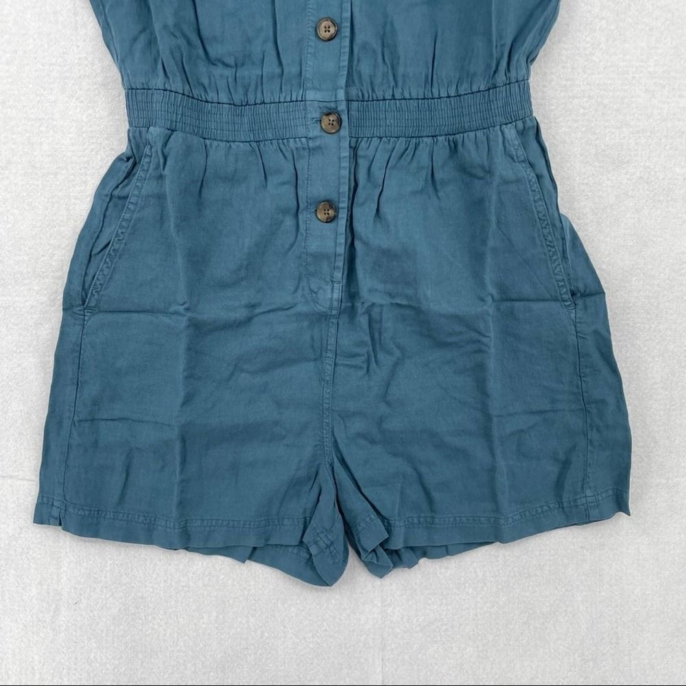 Faherty Teal Button-Up Romper - image 7
